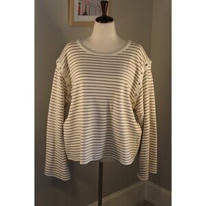 Maeve By Anthropologie XL Slouchy Striped Long-Sleeve Top Removable Sleeves